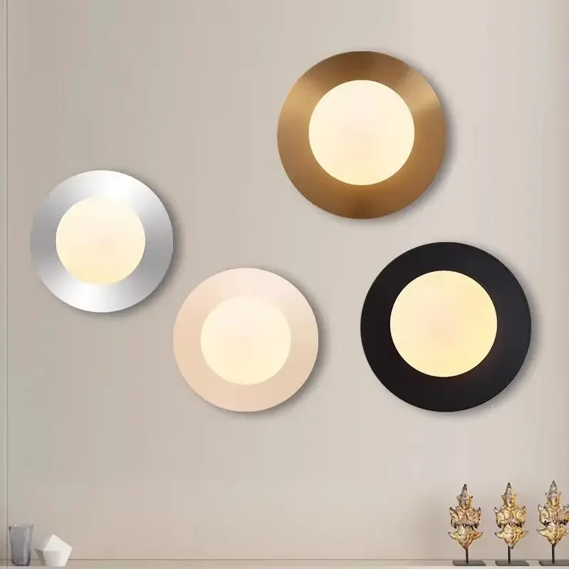 Modern Round Glass Wall Lamp Bedroom Bed Balcony Porch Living Room Wall Hanging Northern Europe Wall Light