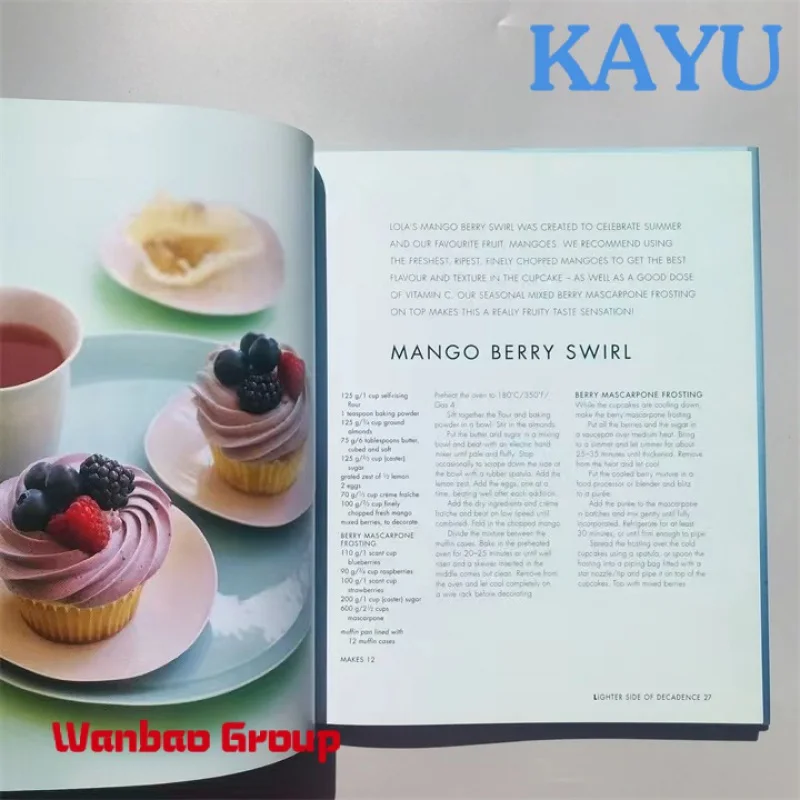 Buku memasak sampul keras warna penuh cetak kustom profesional/Menu/buku meja kopi