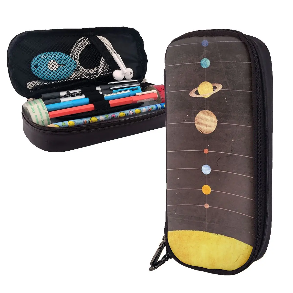 Solar System Leather Pencil Cases Pencil Pouch Storage Stationery Supplies Large Storage Pen Box Pencil Bag for Students School