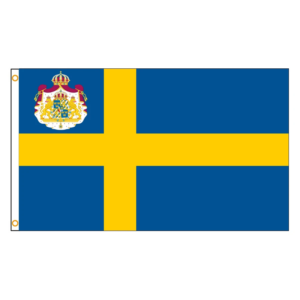 3×5Ft Sweden Sverige Swedish Emblem Flag Polyester Printed Banner Tapestry For Decor
