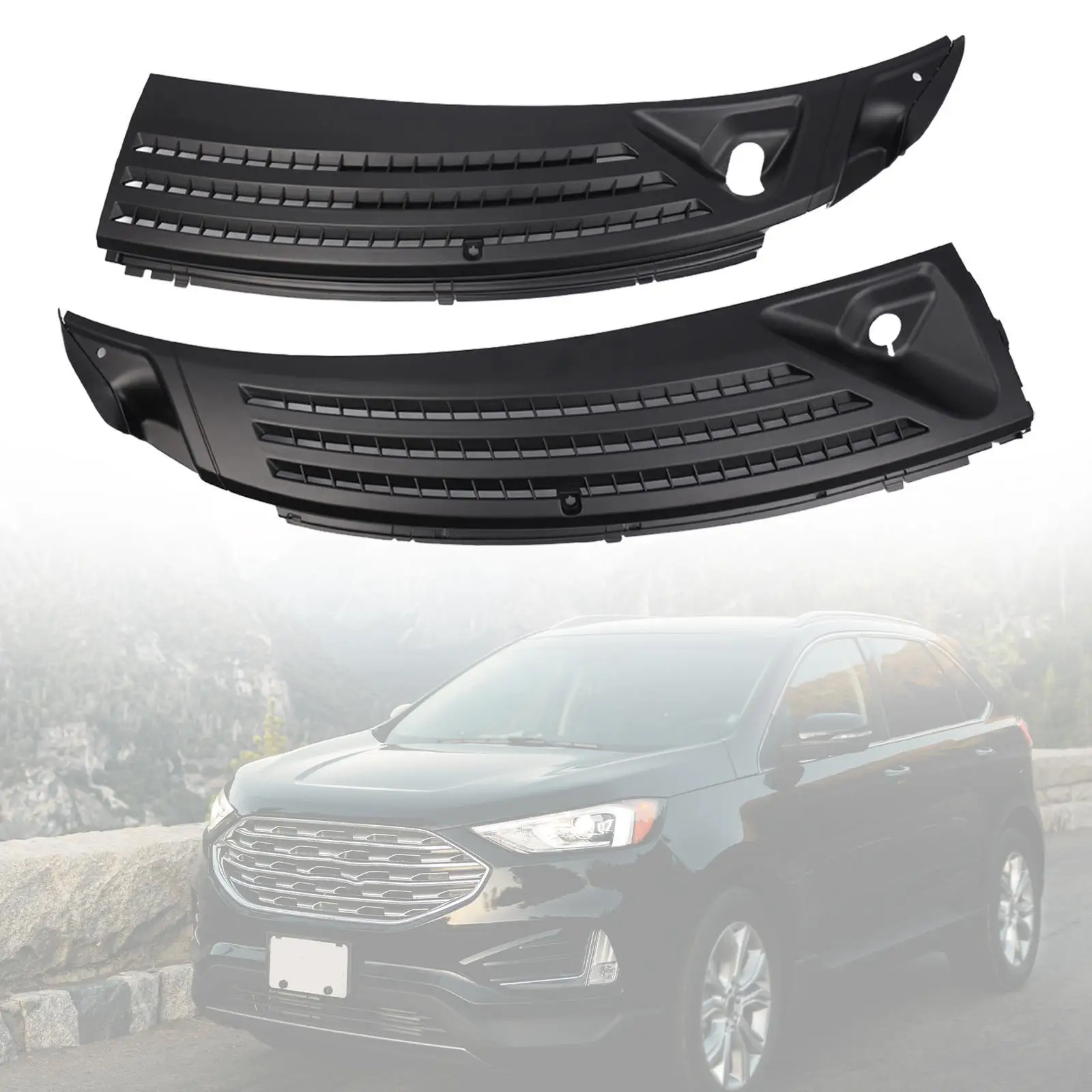 

2Pcs Wiper Cowl Grilles Windshield Window Cowl Covers 4L3Z-15022A68-ba Easy Installation Sturdy Replace Parts for F-150