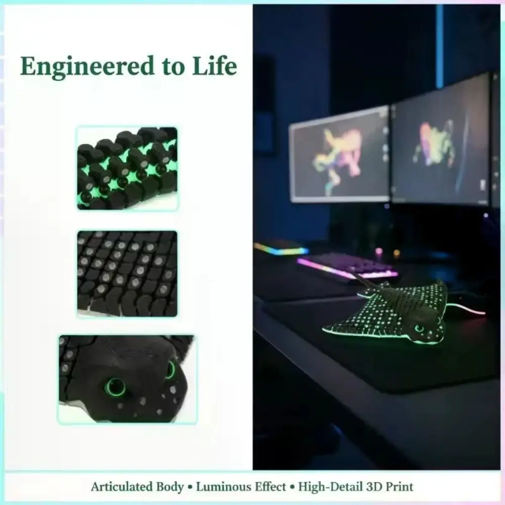 3D Printed 3D Printed Manta Ray Bionic Luminous Luminous Stingray Realistic Glow Realistic Stingray Figurine Home Decor