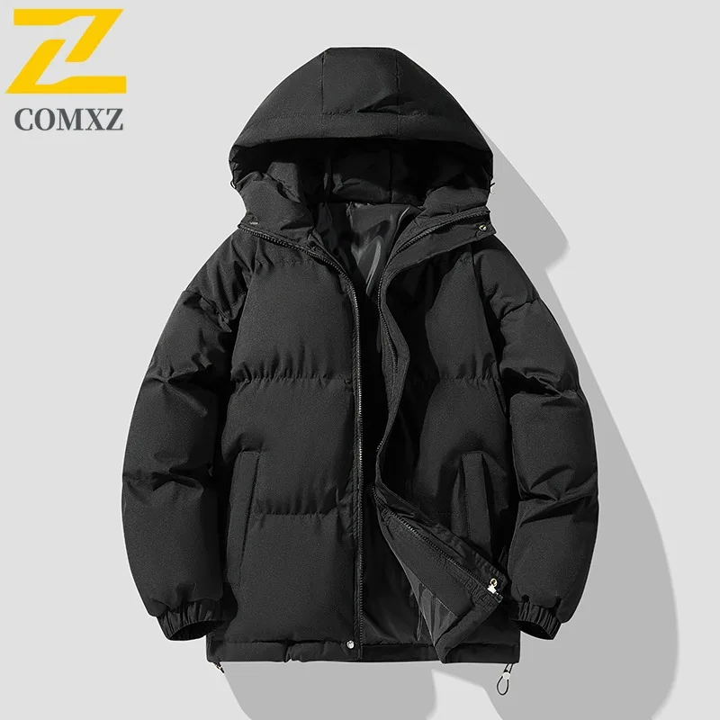 COMXZ coton manteau hommes hiver Hong Kong Style ample grande taille rembourré veste jeunesse matelassé à capuche bouffant léger coupe-vent