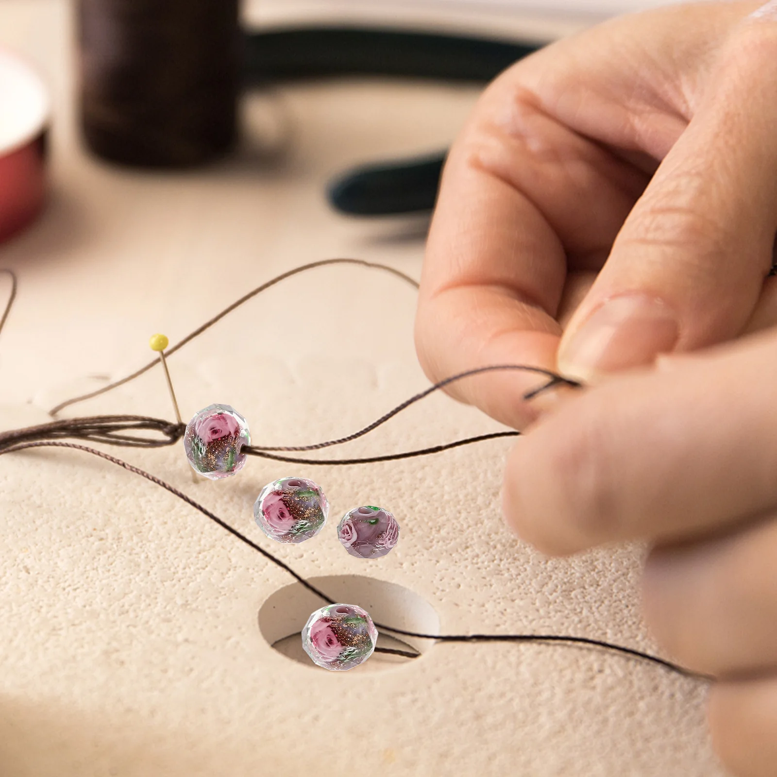 

40Pcs Coloured Flower Pattern Azure Stone Beads For Diy Handcraft Bracelets Necklace Jewelry Making Supplies