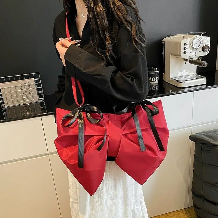 

Girls Bag Big Bow Fashion Sweet Canvas Korean Lovely High-Capacity Shoulder Bag Pures and Bags Crossbody Women Bags