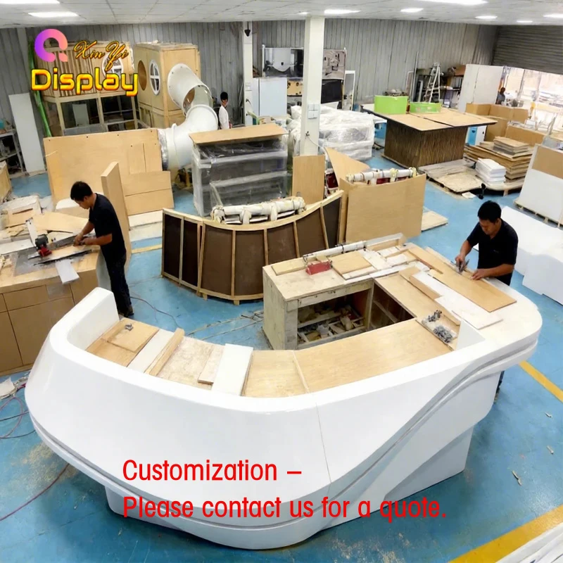 

custom.Curved Heavy Duty MDF Modern Reception Desk Hospital Nurse Stations & Bank Lobbies High Quality Easy Clean Custom Dim