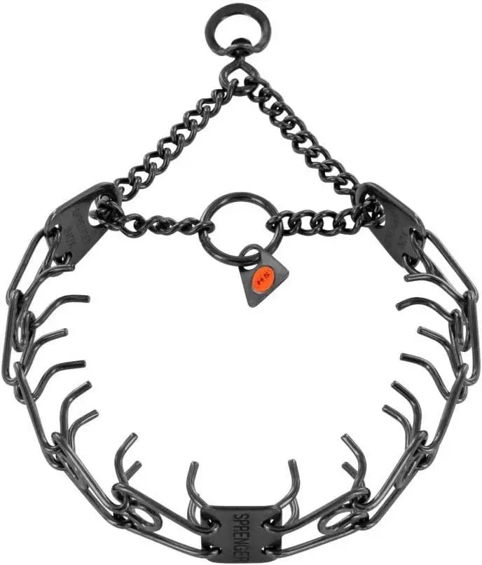 

Черный ошейник для собак с зубцами из нержавеющей стали для тренировок и не вытягивания, маленький размер 2,25 мм с поворотным механизмом