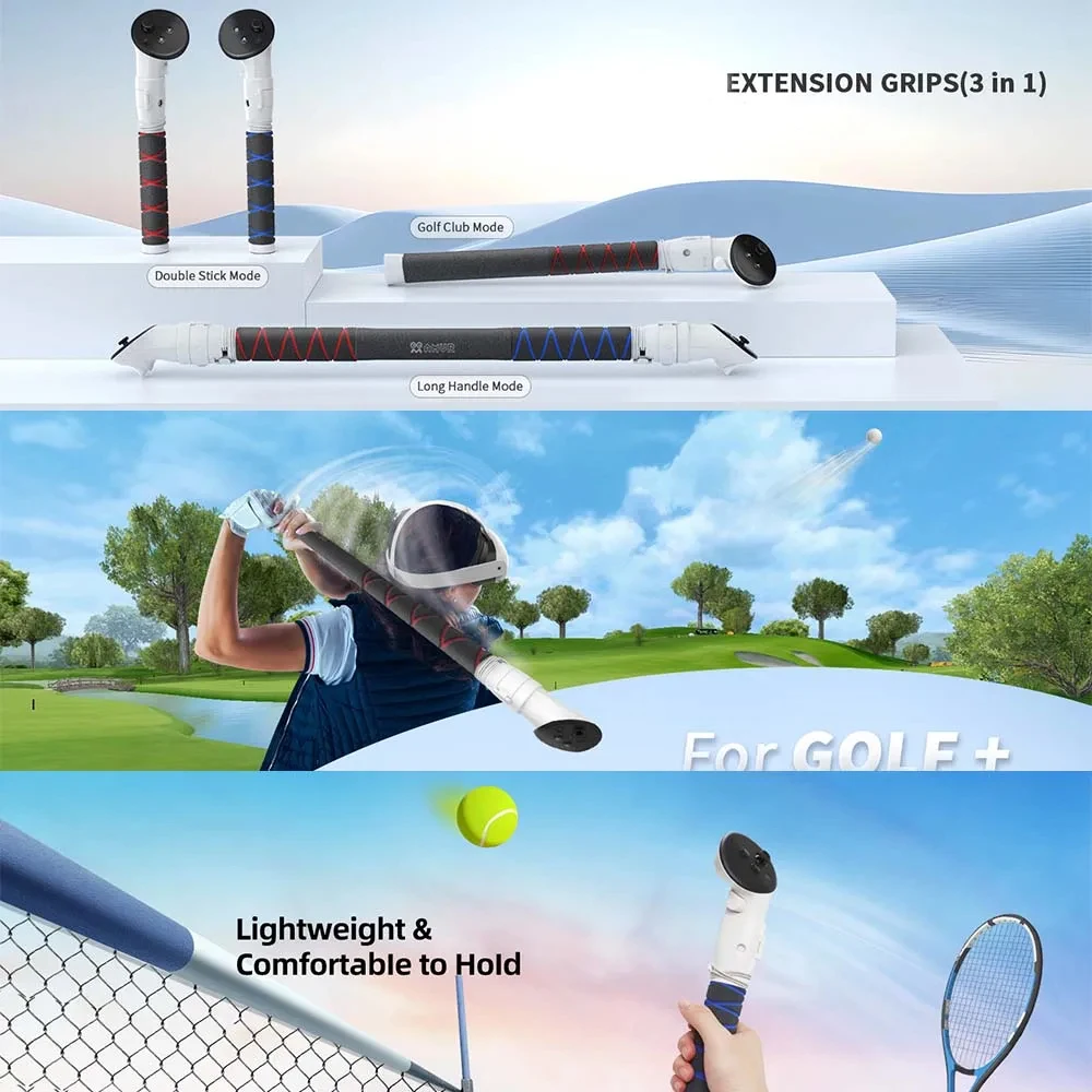 Удлинительная ручка контроллера VR 3-в-1 для Meta Quest 3, длинная ручка для предотвращения столкновений, крепление для гольф-клуба, совместимая с Quest 3S