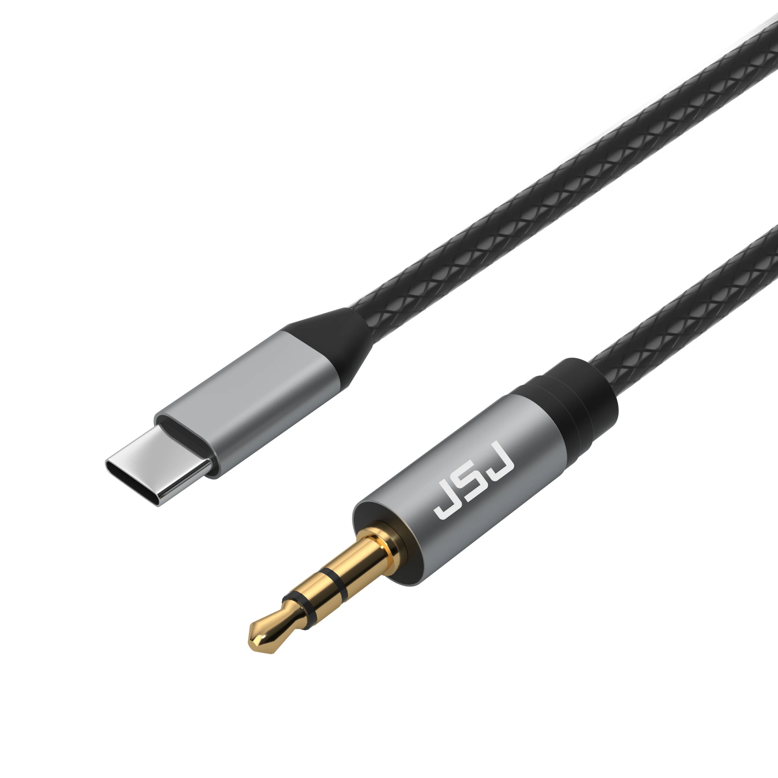 Type-C to 3.5mm stereo audio adapter cable, compatible with iPhone, iPad, smartphones, tablets, and car audio systems