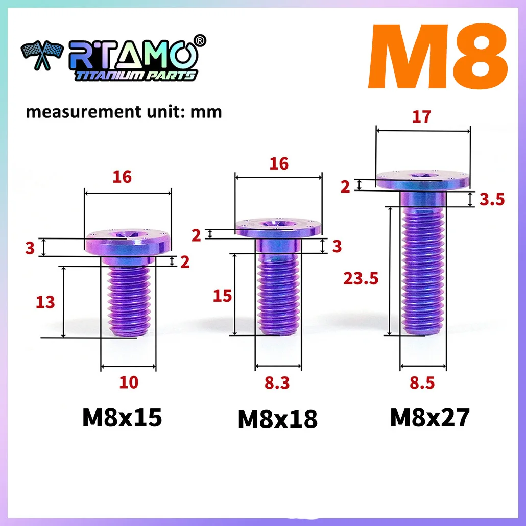 RTAMO Gr5 Titanium Blot M8X15/18/27 Brake Disc Screw for BMW Brake Dics Screw