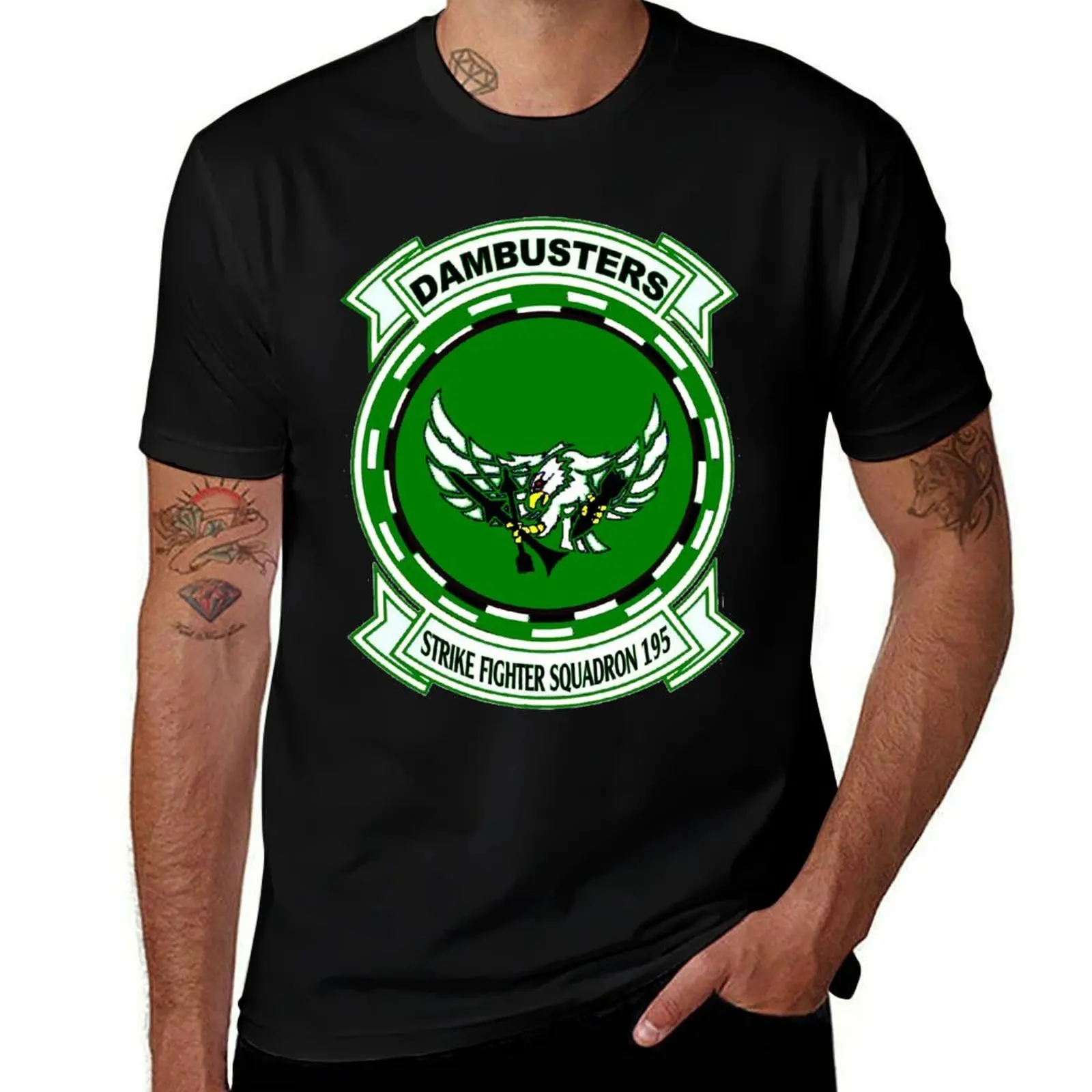 VFA-195 Dambusters T-Shirt Basic Solid Color Short Sleeve Cotton Top T-Shirt