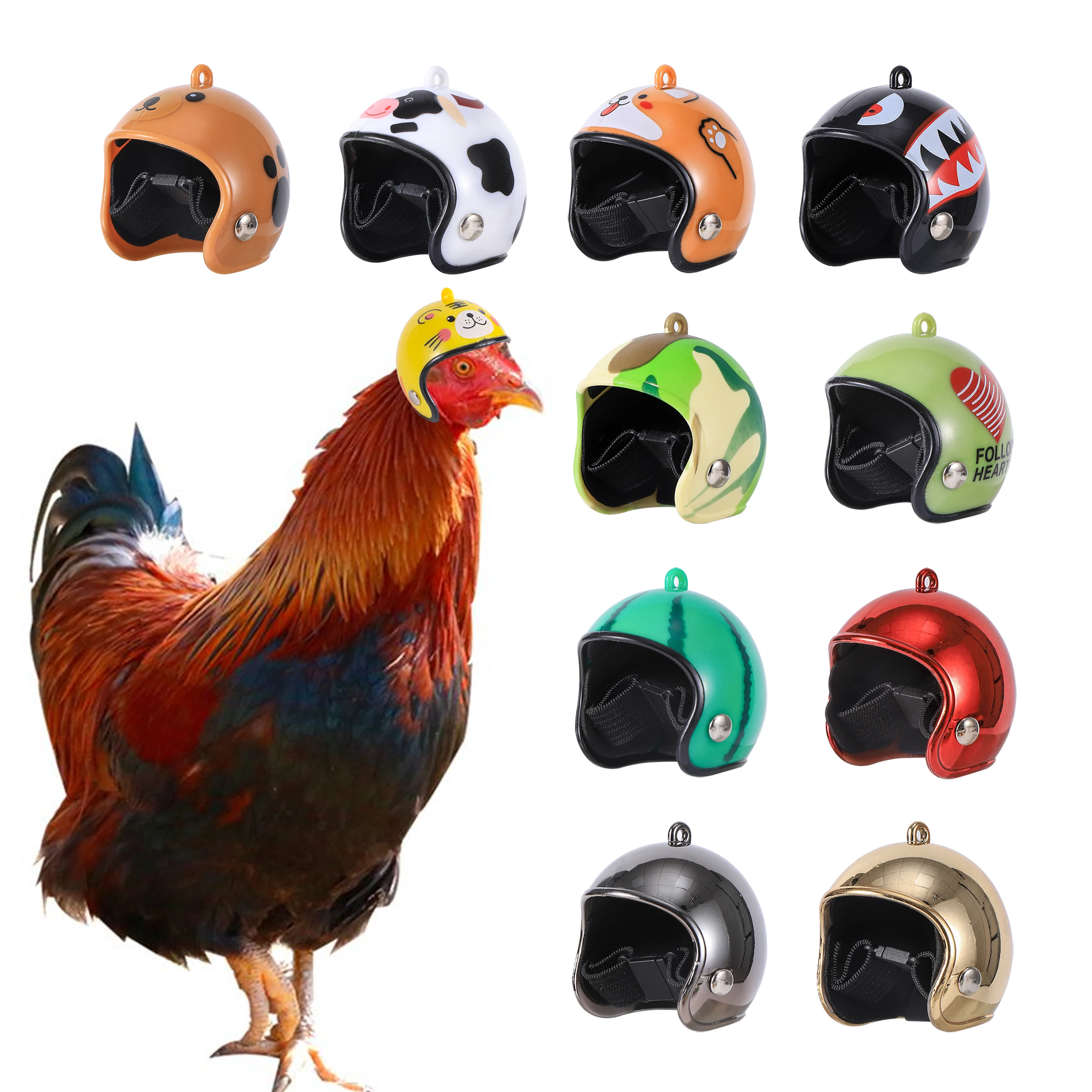 Casco para Aves, Protección Interesante para Mascotas, Casco de Seguridad para Pájaros, Patos y Codornices, Casco para Aves con Diseño de Dibujos Animados, Casco para Gallinas, Suministros para Mascotas