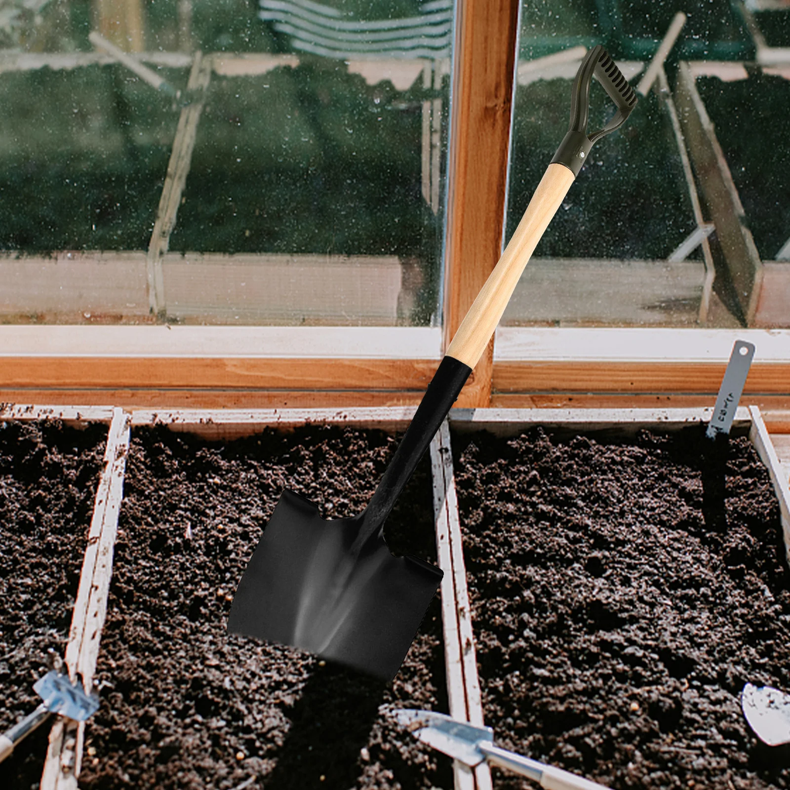 

Wooden Handle Shovel 58cm Long Shaft Reusable Spade Replacement Portable Safety Grip Efficient Use Gardening Tool