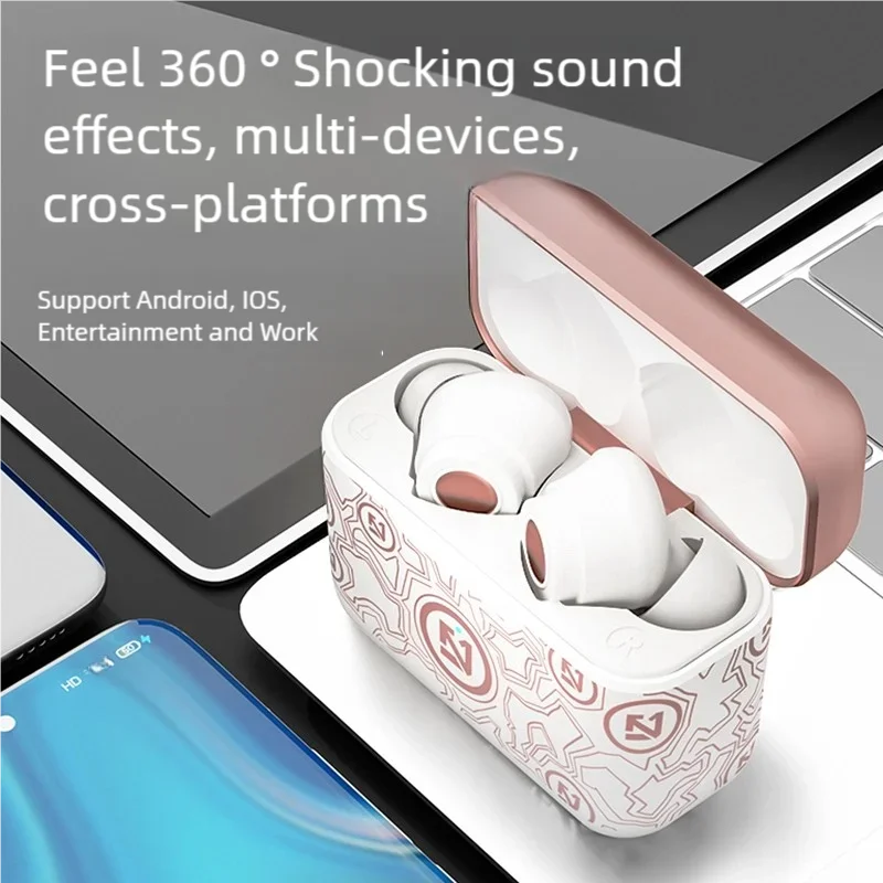 

TS-100 TWS Bluetooth 5.0 Sports HIFI Stereo Noise Cancelling Waterproof Earbuds with Charging Box In Ear Gaming Headphones