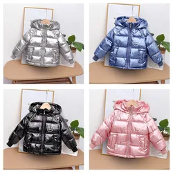 Winter Boys Warm Cotton Clothes Girl Cartoon Hooded Waterproof Jacket Children Autumn New Solid Color Thickened Casual Outerwear