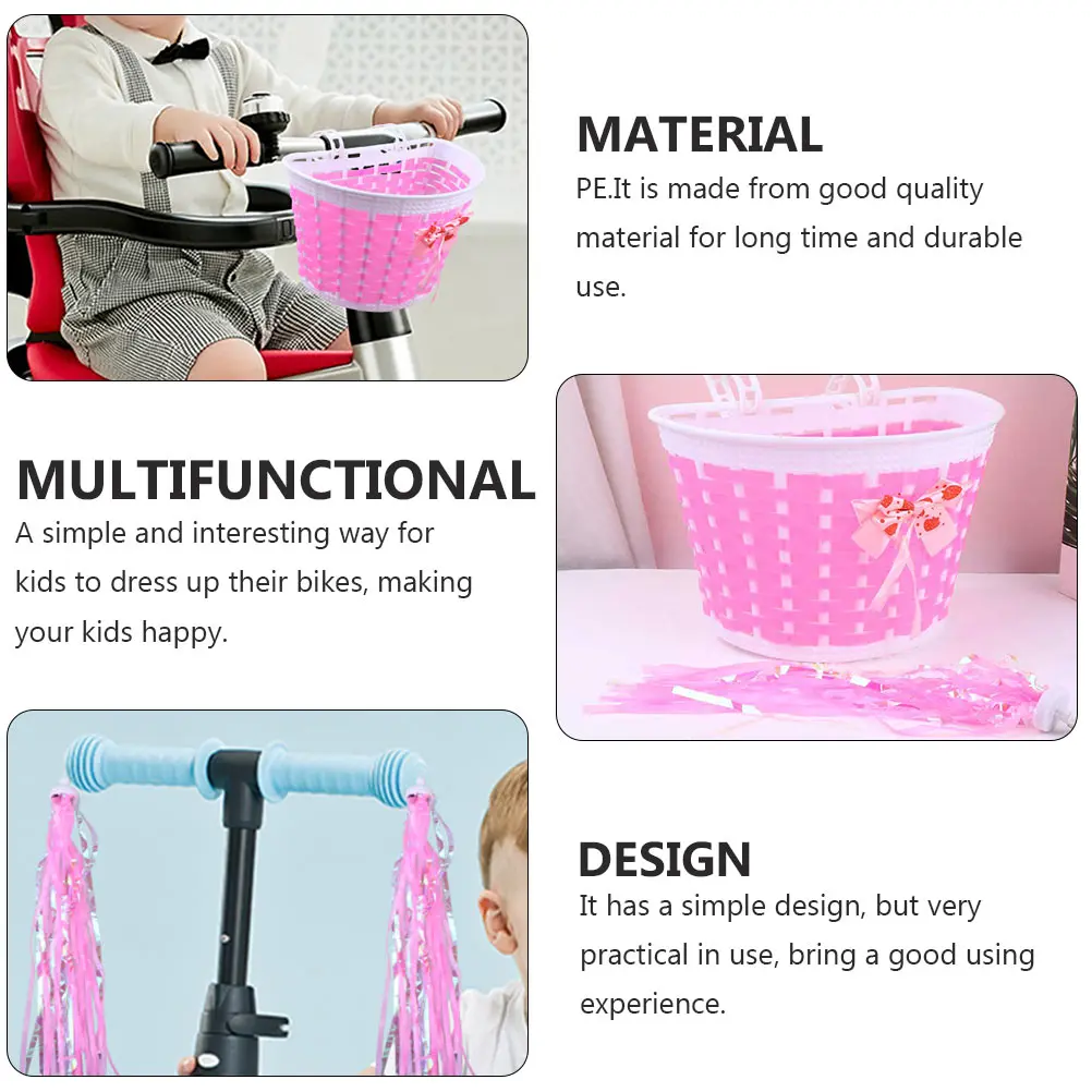 

1Set Bike Accessories for Kids Includes Basket Streamers and Handlebar Covers Fit Most Bicycles Scooters Child Friendly Design