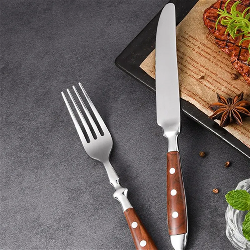 430 Stainless Steel Brown Cutlery Sets Full Dinner Tableware Fork Spoon Knife Hotel Table Decorations Fashion kitchen Utensils