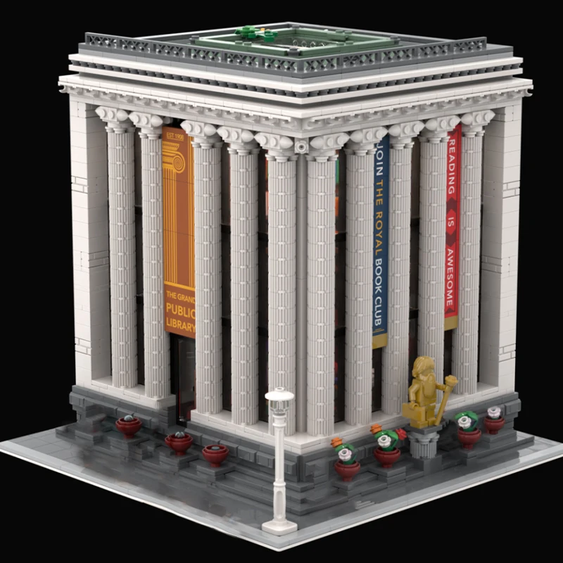 

НОВЫЙ 2481 шт., хит продаж, вид на улицу, Moc, модель Grand Public Library, творческие идеи «сделай сам», детская игрушка в сборе, головоломка, подарок