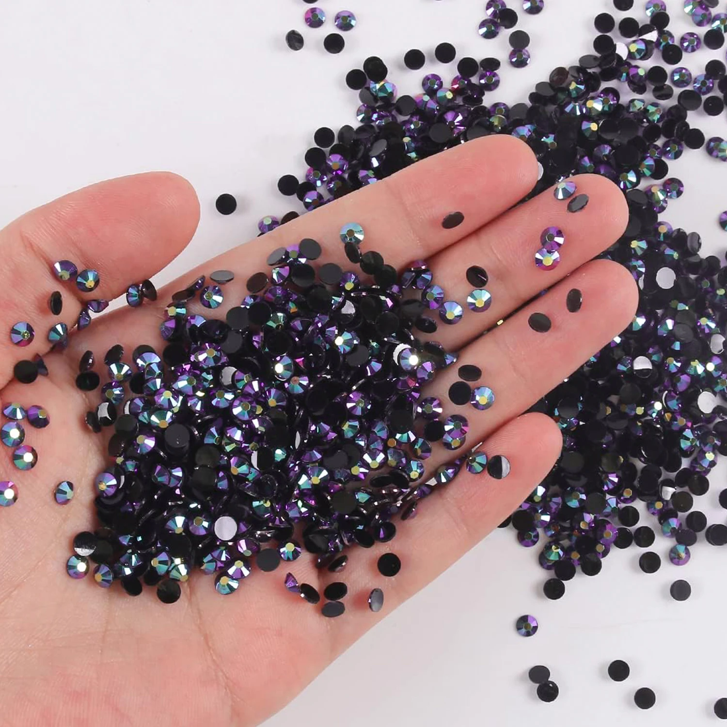 5000Pcs Purple Black AB Flatback Resin Rhinestones, 2mm-6mm Faux Nail Gems Crystal Bead for Crafts DIY Nail Art Charms Supplies