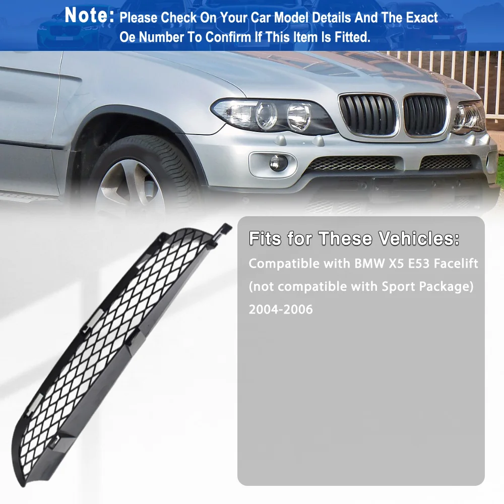 لسيارات BMW X5 E53 تجميل 2004 2005 2006 المصد الأمامي السفلي مصبغة مدخل الشواية استبدال 51117116397 51117116398