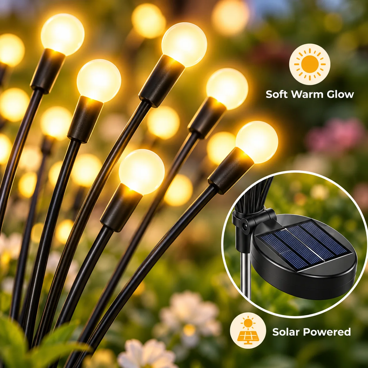 Solar Firefly Lights Outdoor Swaying LED Garden Stake Lights for Yard Lawn Pathway Patio Landscape Decor