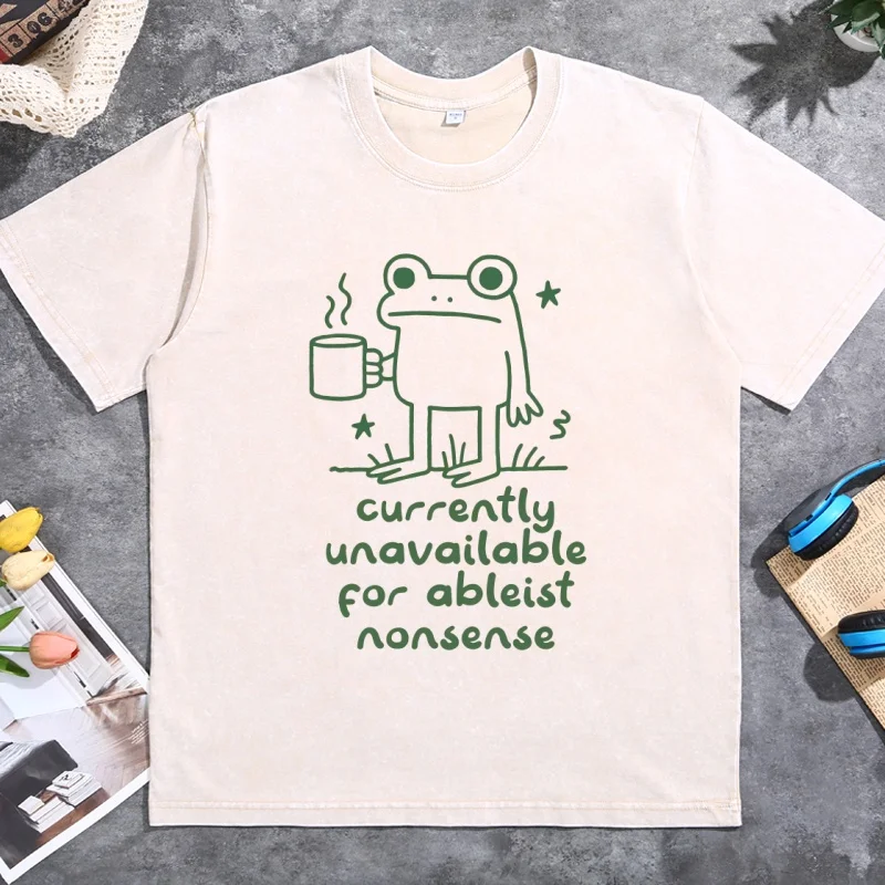 Unavailable Frog Meme T-shirts Funny Autism Awareness T Shirts Casual Round Neck Printed Cotton Short Sleeve Tshirts Streetwear