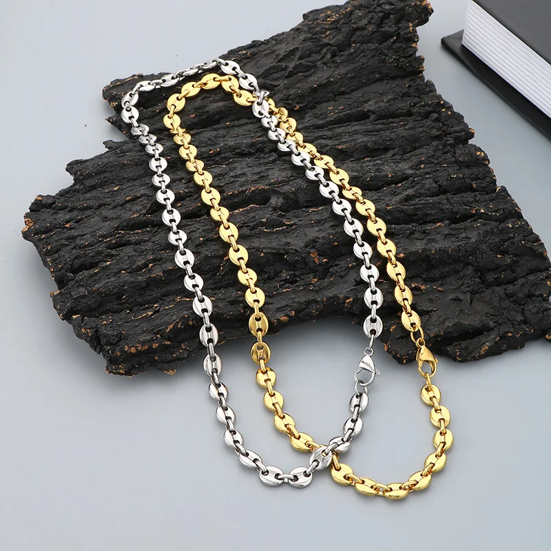 7/9/11 مللي متر واسعة الفولاذ المقاوم للصدأ حبوب البن سوار قلادة للرجال النساء جودة عالية لامعة أكبر مجوهرات الهيب هوب اكسسوارات