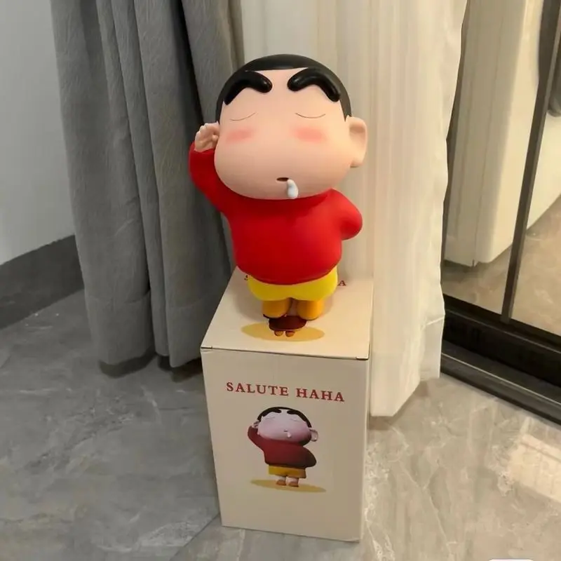 25cm Anime Crayon Shin Chan Figure Salute Shin-Chan Large Models Action Figurine Collectble Gift Toy