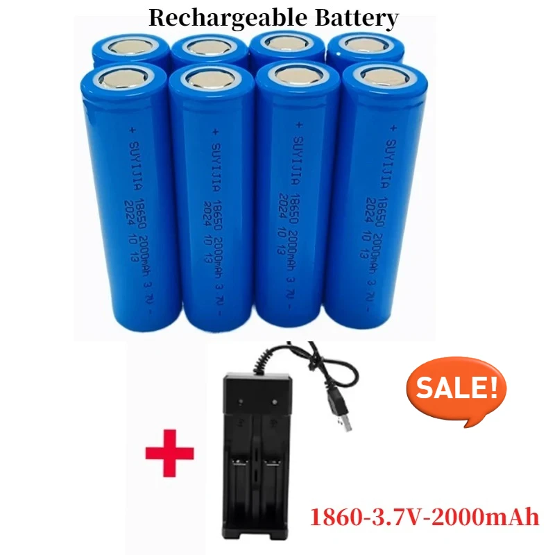 

18650 Battery Rechargeable Battery 3.7V 18650 2000mAh Capacity Li-ion Rechargeable Battery for Flashlight Torch Battery+Charger