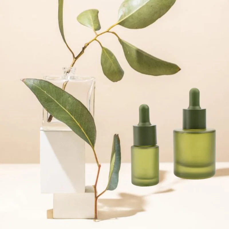 2 Stück 15/30 ml mattgrüne Tropfflaschen aus Glas, Behälter, tragbares Reiseset, hochwertig für ätherische Öle, Düfte, Seren – Detail 4