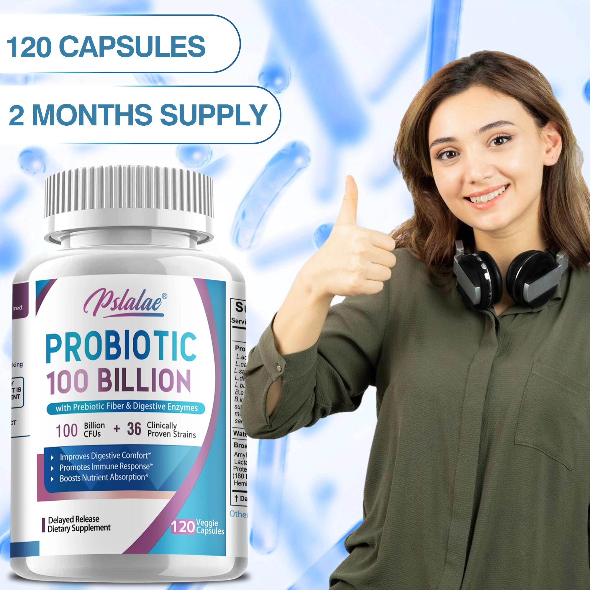 Probiotika 100er Milliarden – Hilfe bei der Darmgesundheit, nährstoffreiche Verdauung, Gewichtsmanagement, Aufblaslinderung, Kalorienkontrolle