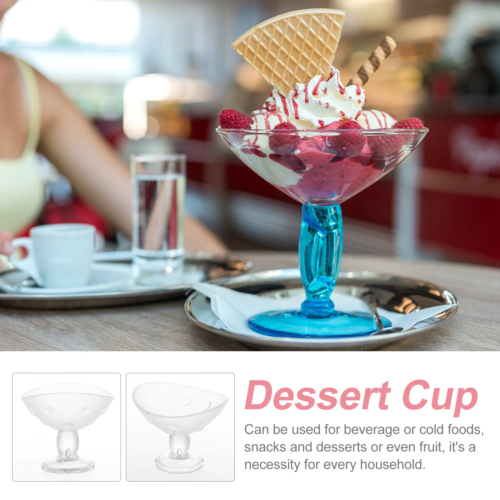 

Transparent Cold Drinking Cup 400Ml Pc Dessert Cup Modern Footed Ice Cream Bowl Beverage Container for Birthday Wedding Family
