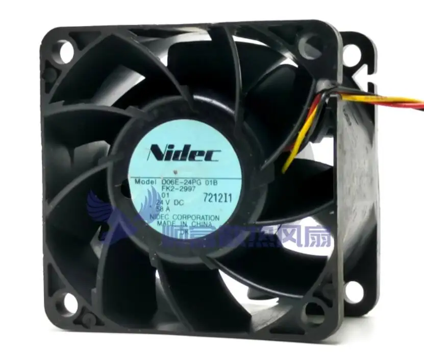 Nidec D06E-24PG 01B DC 24V 0.58A 60x60x38mm 3-Wire Server Cooling Fan