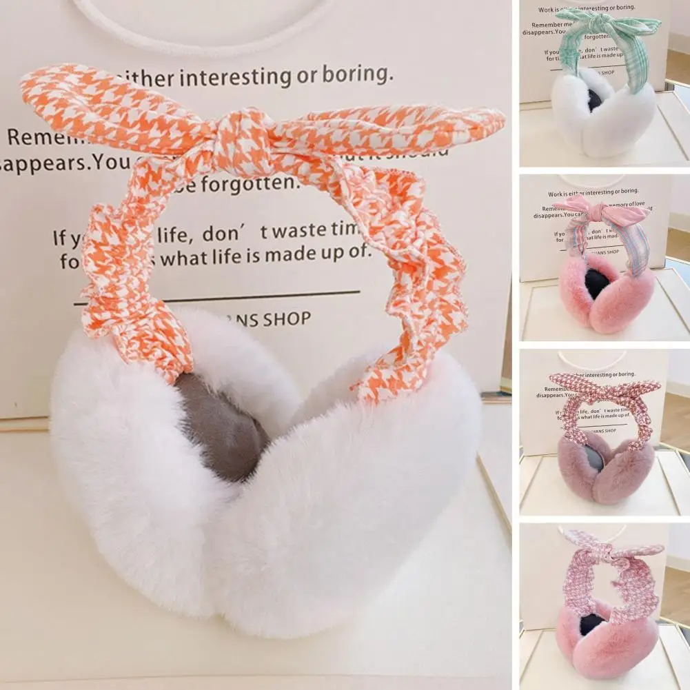 Protège-oreilles en peluche ultra épais pour femme, design nœud papillon, coupe-vent, automne