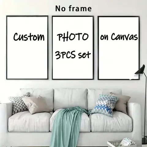 3pcs/set Custom Canvas Printing Personalized Photo Suitable for Family Life Pets Scenery Couple Weddings Home Decor Poster Gifts