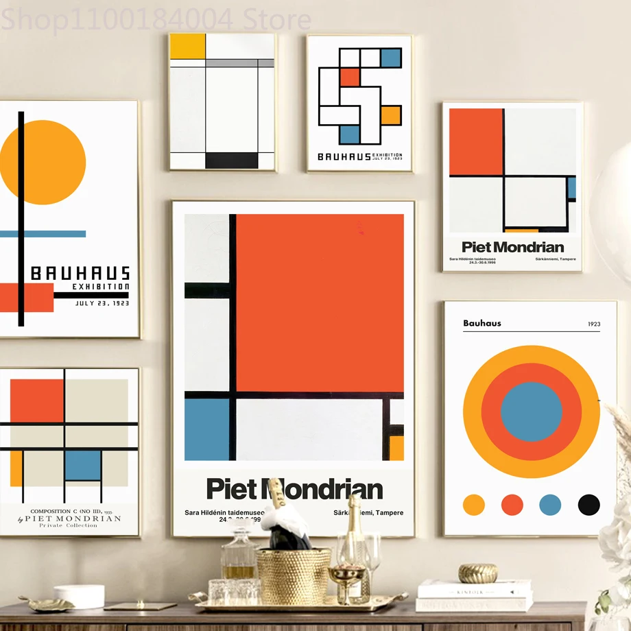 

Bauhaus Piet Mondrian Geometric Wall Art CanvasNordic Posters Painting And Prints Wall Pictures For Living Room Modern Decor