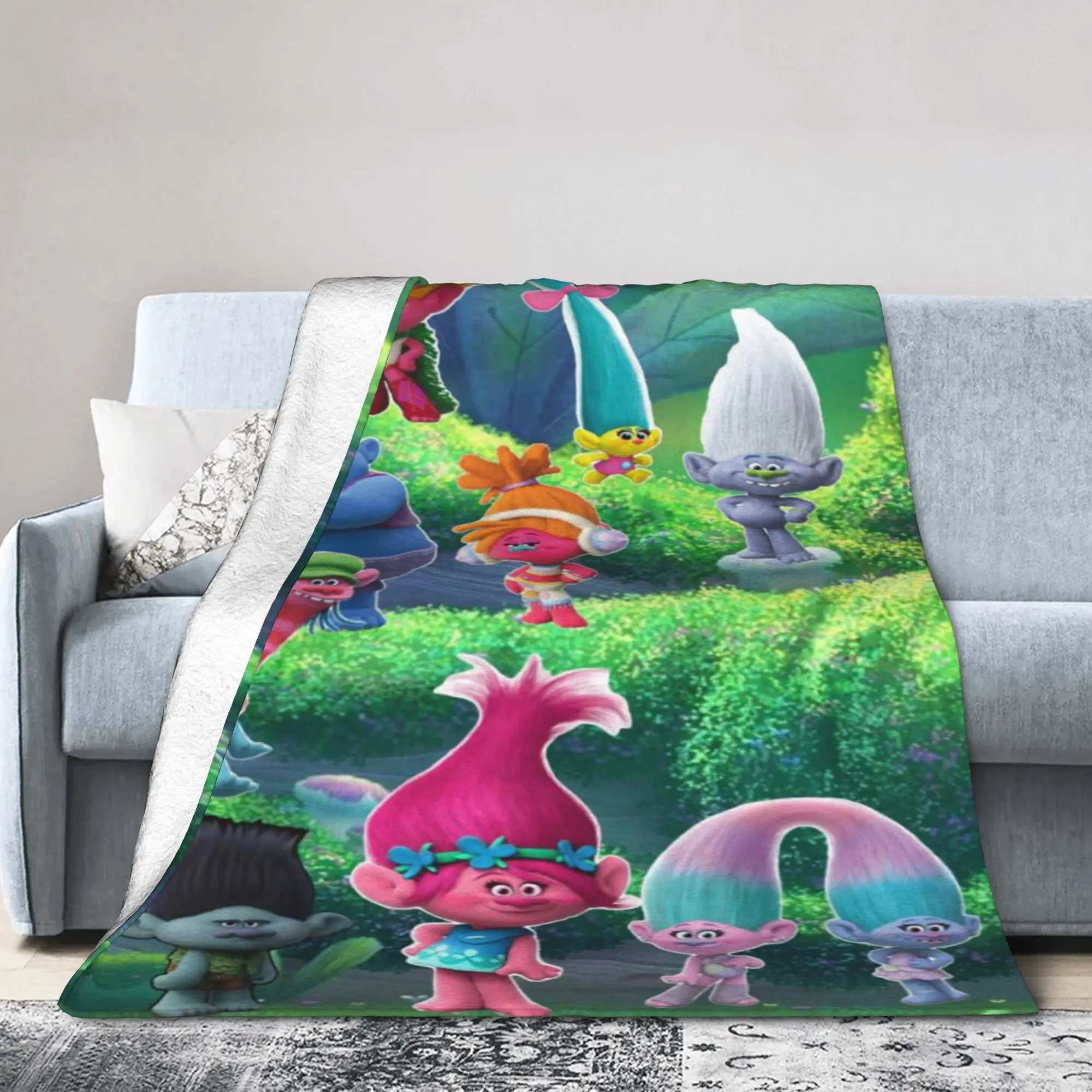 Troll Doll Blanket Cartoon Flannel Vintage Warm Throw Blanket for Bedding Lounge All Season