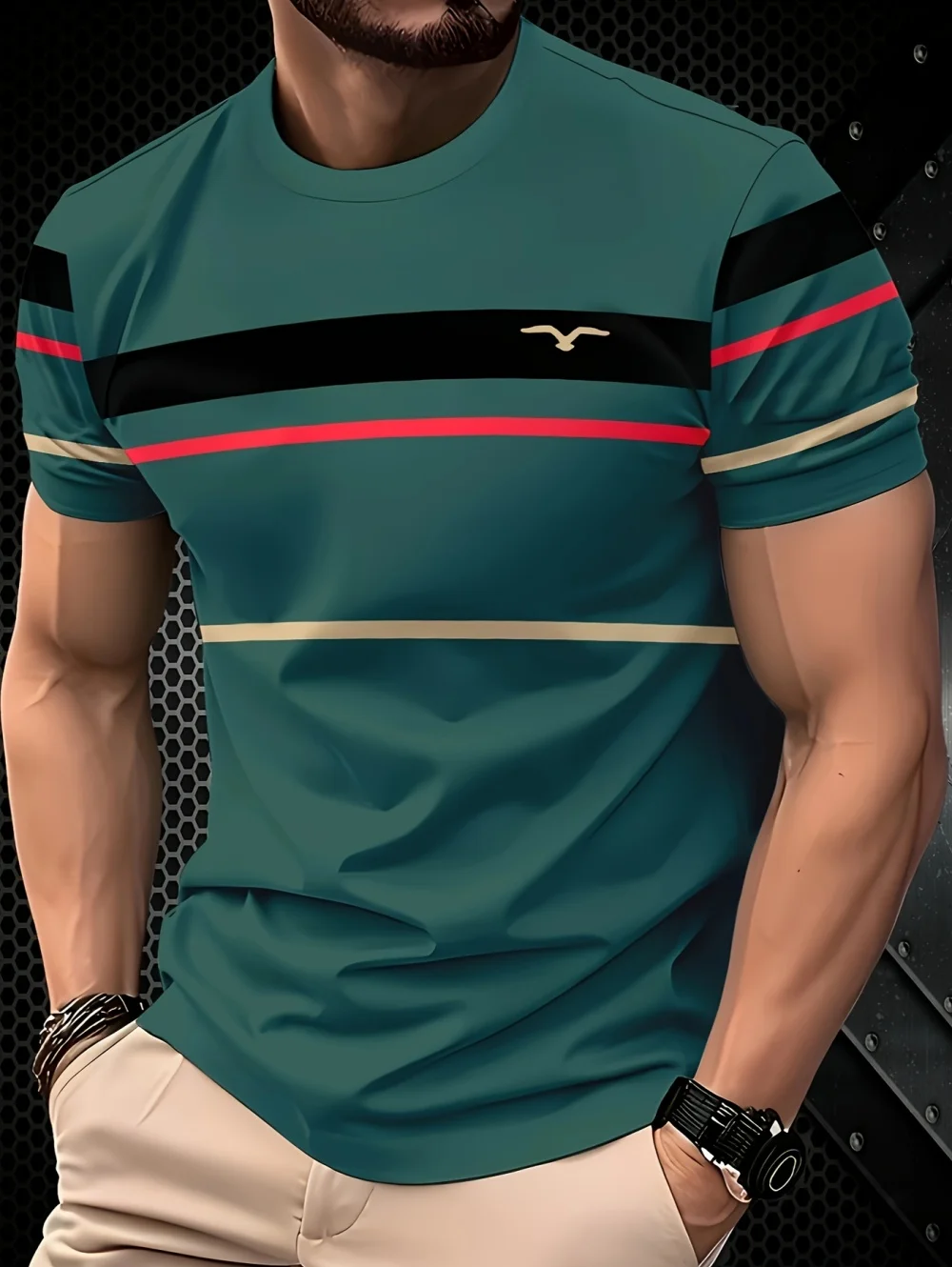 Men's Minimalist Striped T-Shirt Short Sleeve Casual Business Top Basic Fashion Round Neck Design High Quality Men's Clothing