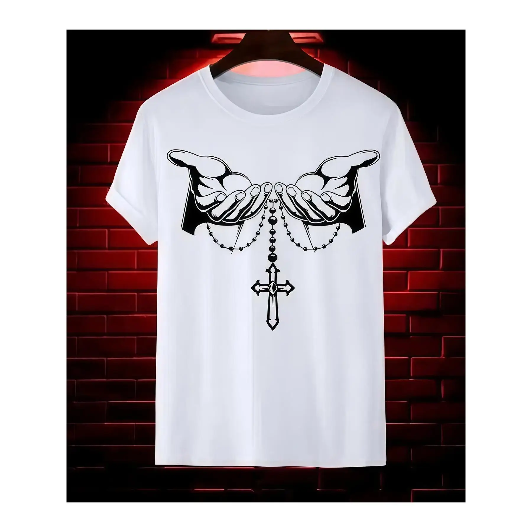 

"Praying Hands T-Shirt for Women | Rosary & Cross Graphic Tee | Religious Christian Faith Gift | Jesus Lovers Top"