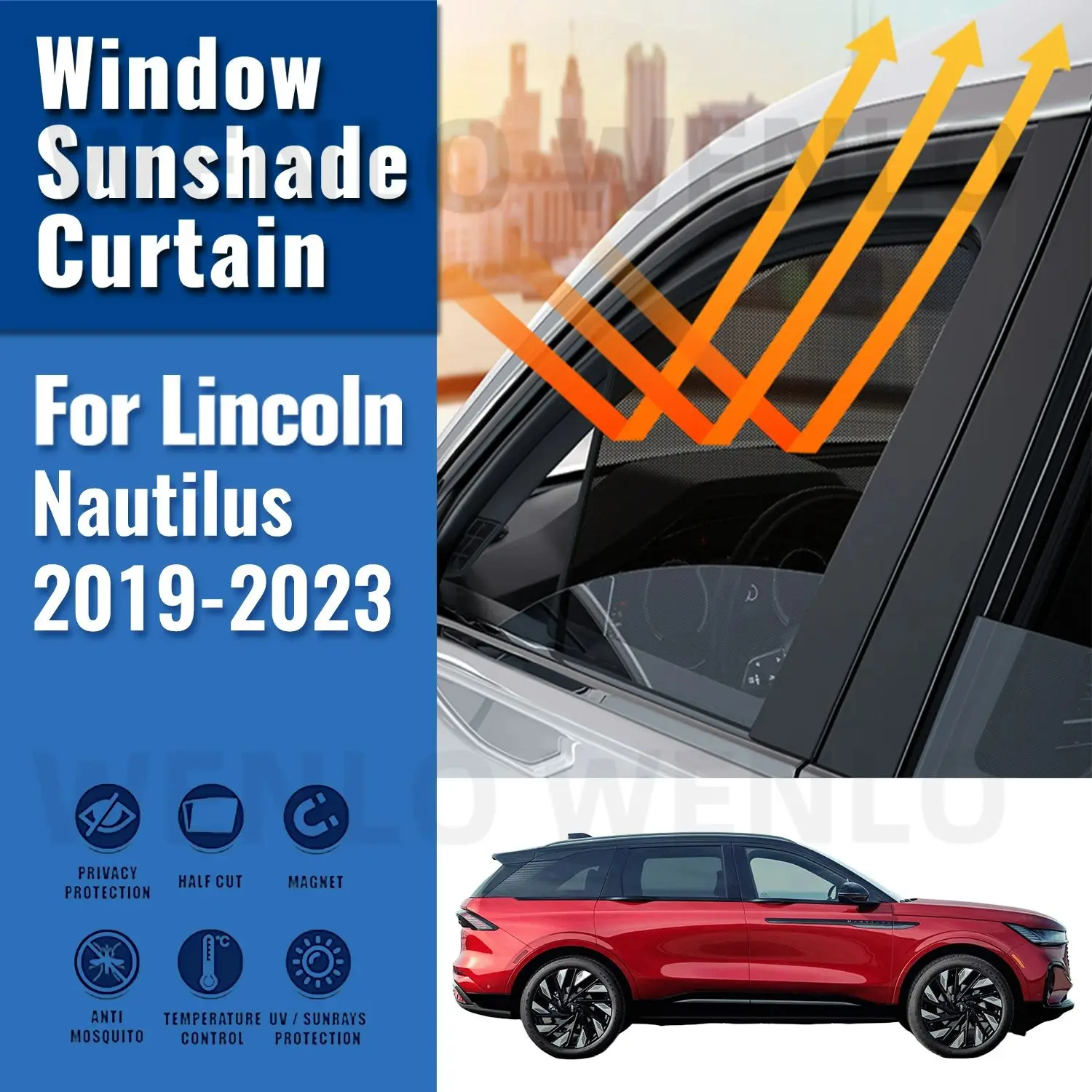 

For Lincoln Nautilus 2019 2020 2021 2022 2023 Magnetic Car Sunshade Front Windshield Curtain Rear Side Window Sun Shade Shield