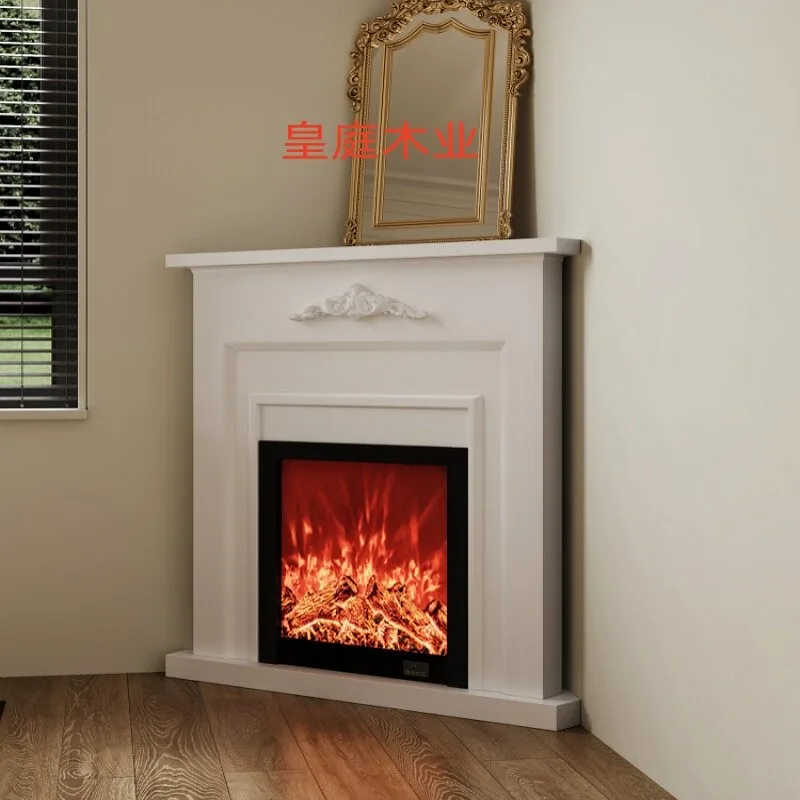 Customized solid wood corner simulation furnace fireplace cabinet American corner entrance decorative cabinet living room triang - view 5