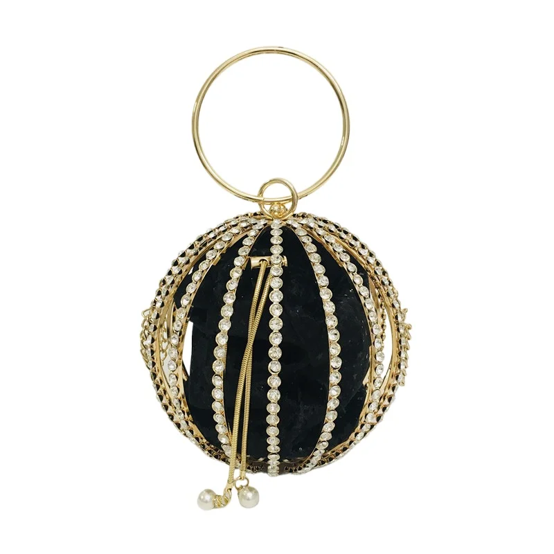 

Spherical Evening Bag with Diamonds Internet Celebrity Handbag Hollow Hand Dinner Women's Bag Tide Luxury Handbags Handbag Woman