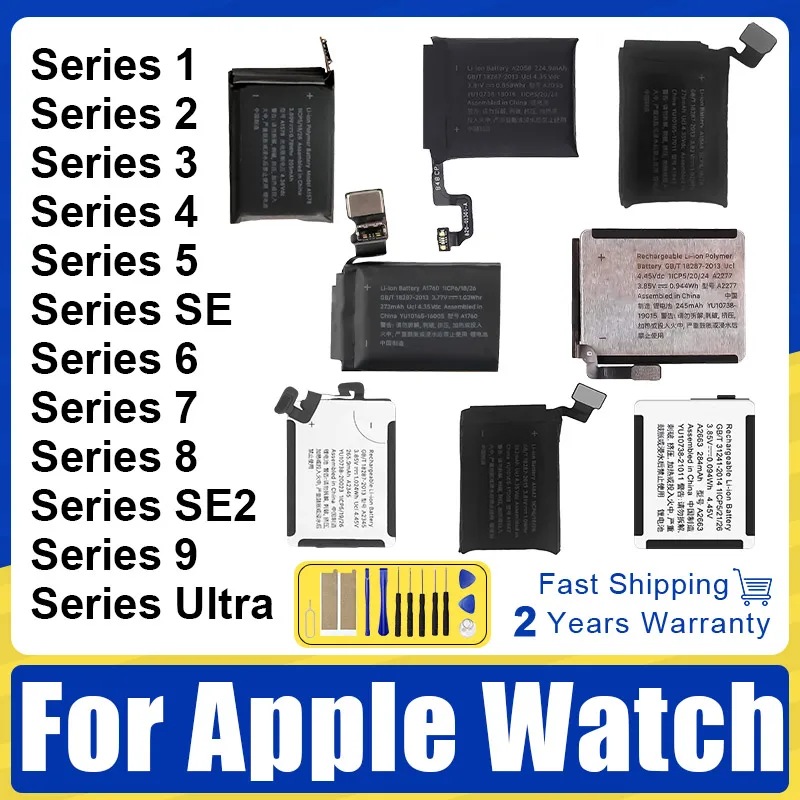

Аккумулятор для часов Apple Watch Series SE 1 2 3 4 5 6 7 8 Аккумулятор для IWatch S1 S2 S3 LTE S4 S5 S6 S7 S8 38/40/41/42/44/45/49 мм