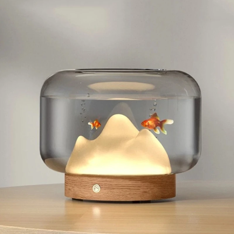 

Mini Fish Tank Snow Mountain Lamp Thickened Glass Fish Aquariums Living Room Desk Miniature Decor Creative Aquarium Pet Decorate