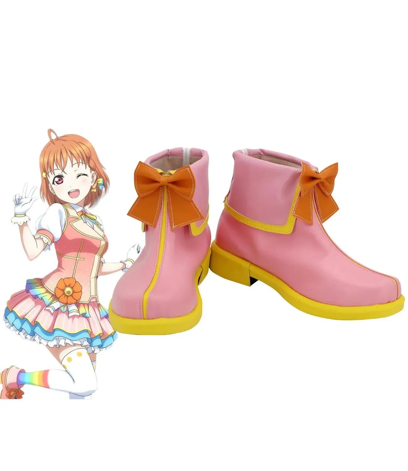 

Обувь Chika Takami Косплей Love Live Takami Chika Сапоги для косплея Розовые туфли на заказ