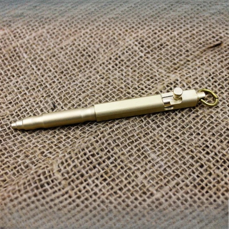 

Luxury Brass All Metal Ballpoint Pen 0.5MM Black Refill School Student EDC Automatic Gel Pen High Quality Travel Stationary