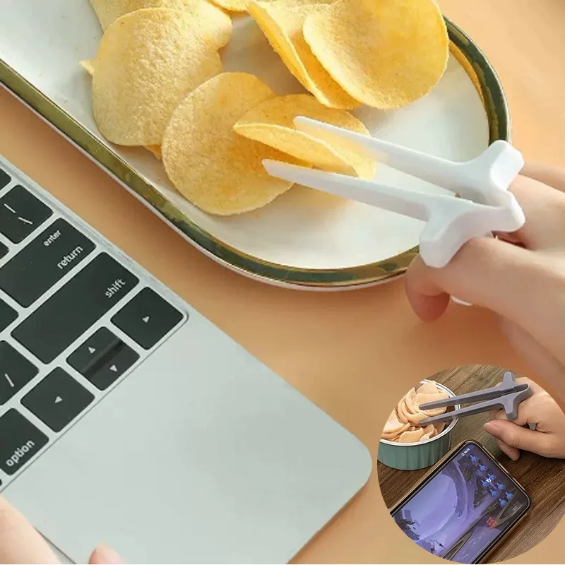 Finger-Essstäbchen, faule Person, unterstützt, Snack-Clip, nicht schmutzige Hand, Essstäbchen, Finger-Schlaufe, Lebensmittel-Clip, Snack-Essstäbchen-Halter, Kunststoff