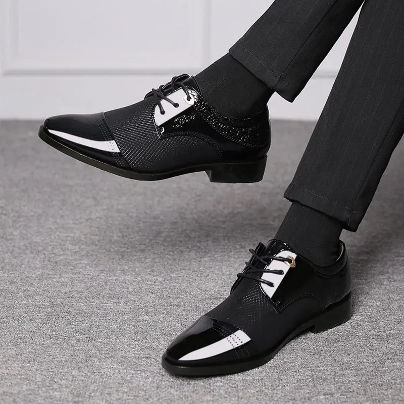 Big Size Men Dress Shoes Quality Men Formal Shoes Lace-Up Men Business Oxford Shoes Brand Men Wedding Pointy Shoes 38-48