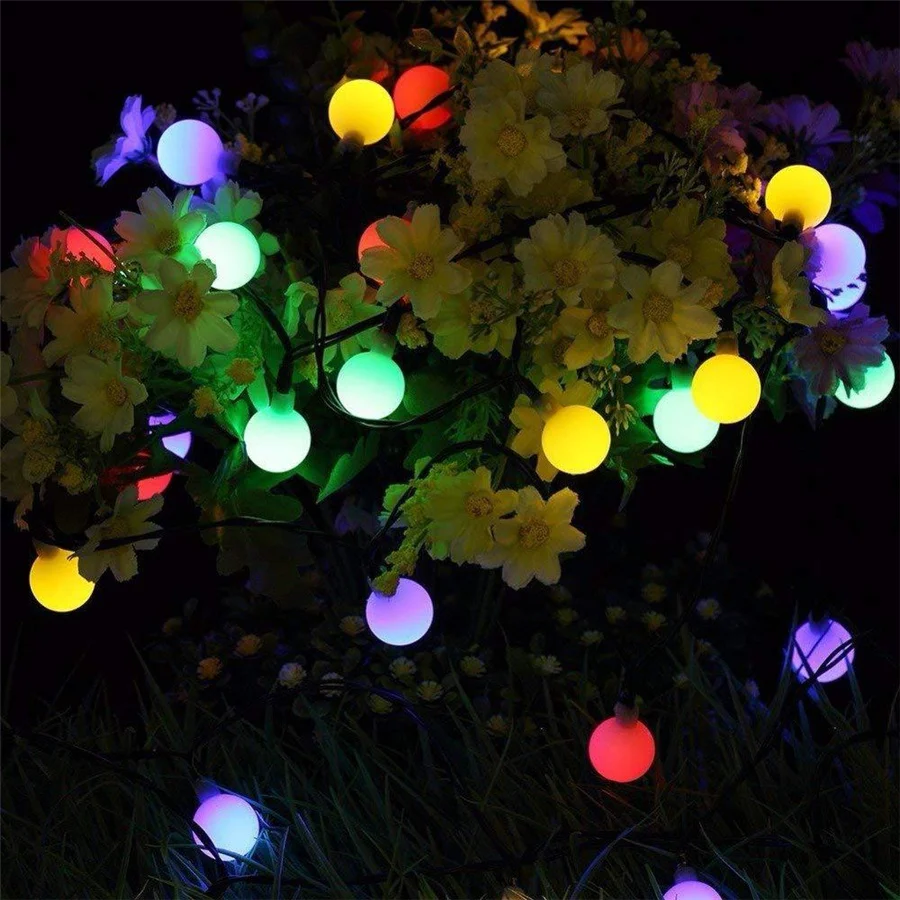 22M 200LED Solar Round Ball String Lights Outdoor Waterproof Christmas Garland Fairy Lights for Party Wedding Garden Decoration