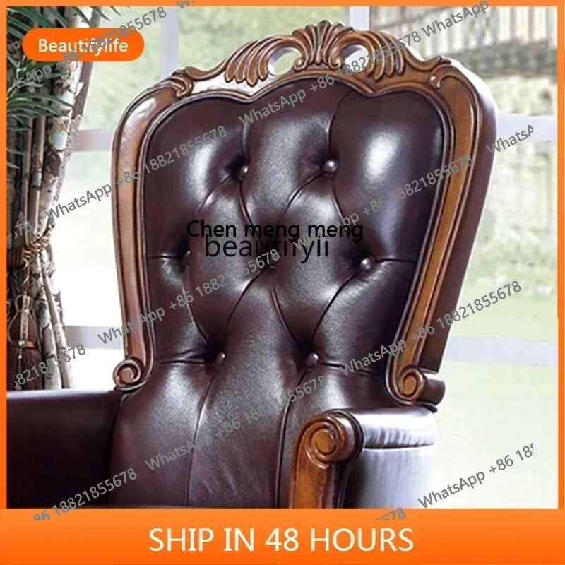 ss8350 European-style all-solid wood leather office chair desk dining chair leisure chair